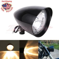 Universal 5-3/4" Visor Bullet Tri-Bar Headlight Lamp For Harley Chopper Dyna 12V
