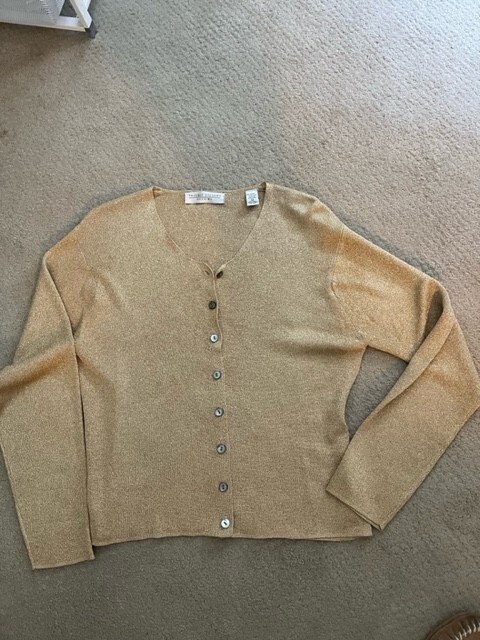 Valerie Stevens Evening Rayon / Metallic Cardigan Sweater Women size M EUC