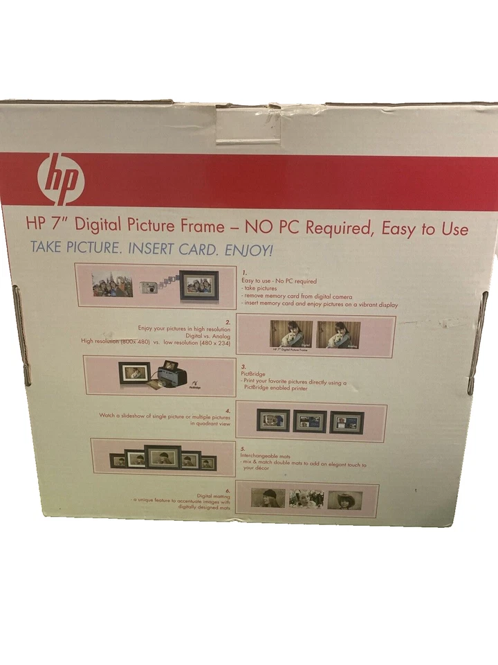 NEW HP 7" Solid Wood Digital Picture Frame w/ Remote df780a2 512 MB Memory - Image 3 of 4