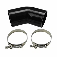 3" 76mm 45 Degree Turbo Bend Hose Silicone Elbow Coupler Pipe Hose + Clamps Blk