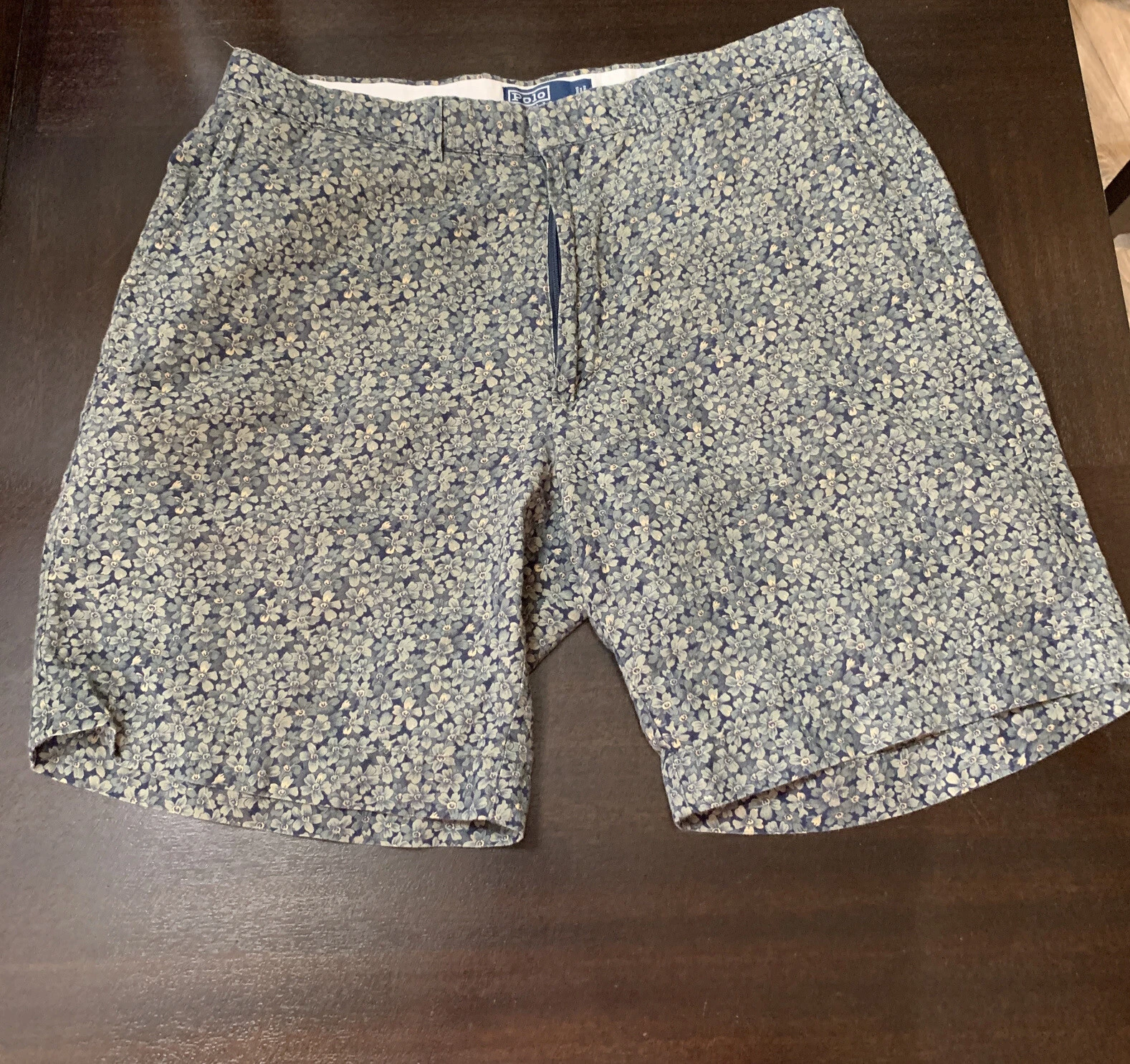 VTG Polo Ralph Lauren Shorts Mens 36 Linen Blend Floral AOP Chino Casual