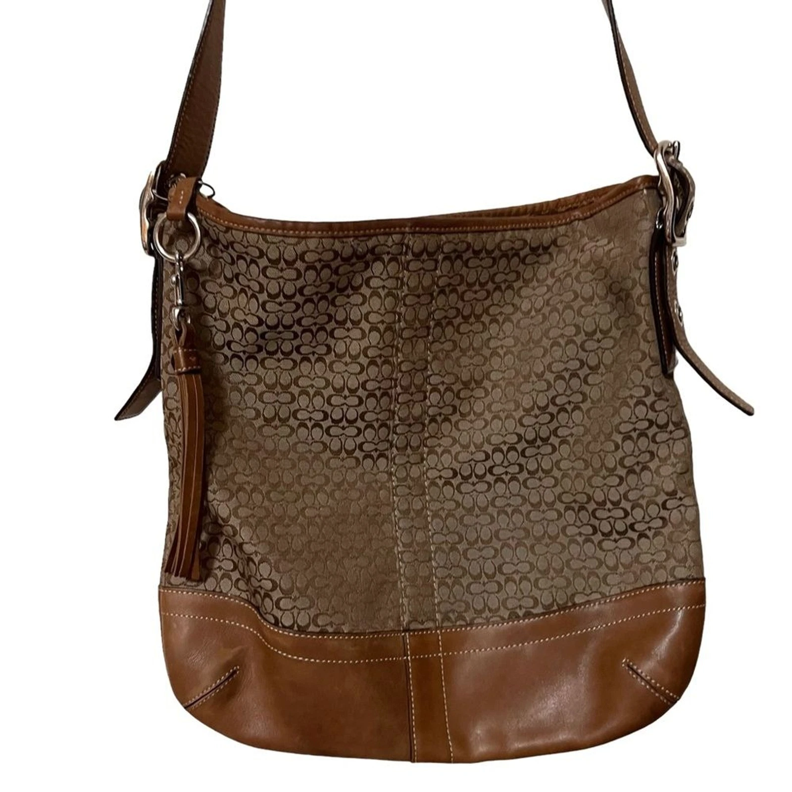 WANDLER BORSA A TRACOLLA COACH SIGNATURE F10416 PELLE MARRONE