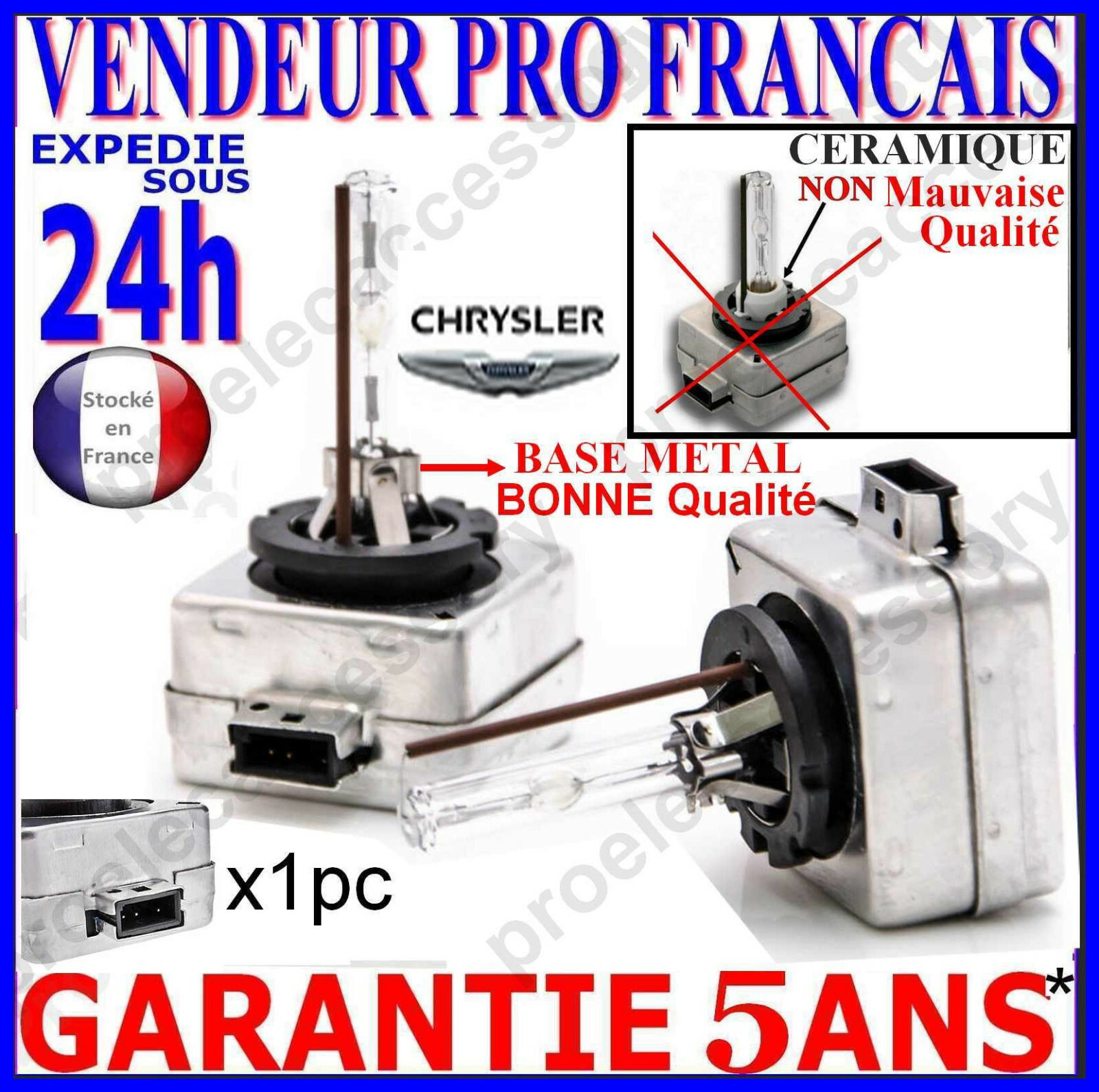 Ampoule D3S Xénon 35W 12V HID feu phare 4300K 5000K 8000K Chrysler