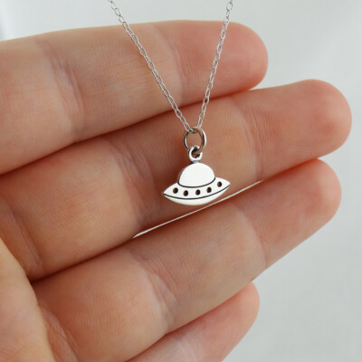 925 Sterling Silver Small Flying Saucer Alien Spaceship Charm