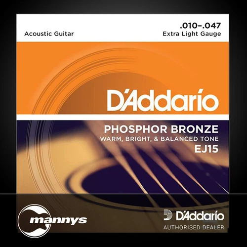 D'Addario EJ15 Phosphor Bronze Acoustic Guitar Strings - Extra Light (10-47) - Picture 1 of 4