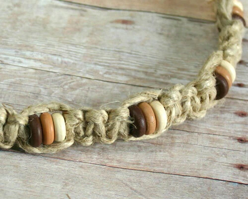 Surfer Phatty Thick Hemp Necklace Wood Beads