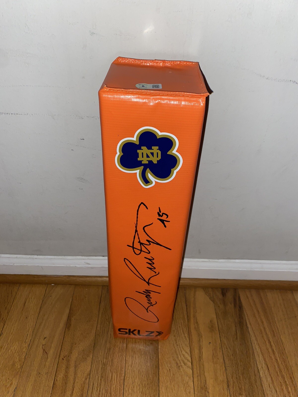 Rudy Ruettiger Autographed Signed Notre Dame Fighting Irish LOGO FOOTBALL PYLON BAS COA 