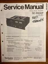 Technics by Panasonic SE-9600P Amplificatore Stereo Manuale di servizio riparazione originale