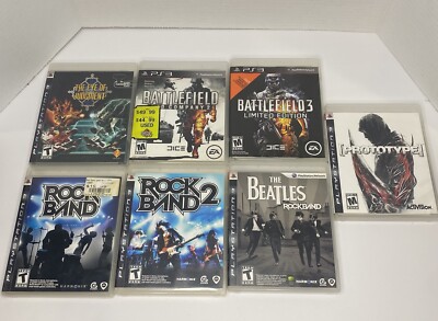 PlayStation 3 Game Lot of 7 - Rock Band, Battlefield, Prototype & More! Tested. 