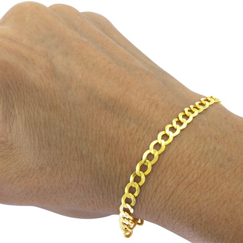 10K Yellow Gold 6mm Cuban Curb Chain Italian Link Mens Bracelet Lobster 8" - Picture 2 of 11