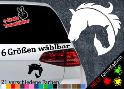 Pferde Köpfe Aufkleber Horse Heads Silhouette Kontur Stute und Fohlen Cowgirl