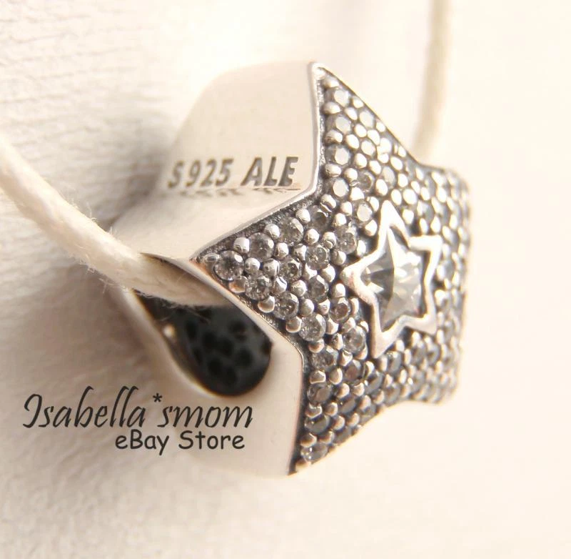 Desideri Stella Autentico Pandora Argento/Zirconi Pietre Ciondolo/Perlina New - Immagine 3 di 3