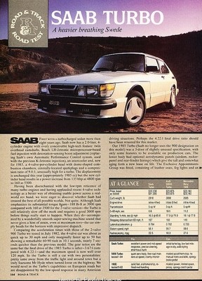 1984 SAAB 900 Turbo  Road Test  Original Car Review Print Article J627