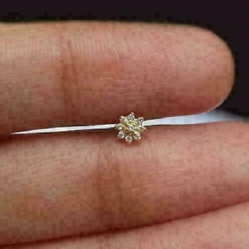 Anillo perforador nariz diamante simulado 0,50 quilates enchapado en oro amarillo de 14 k Foto 4 de 4