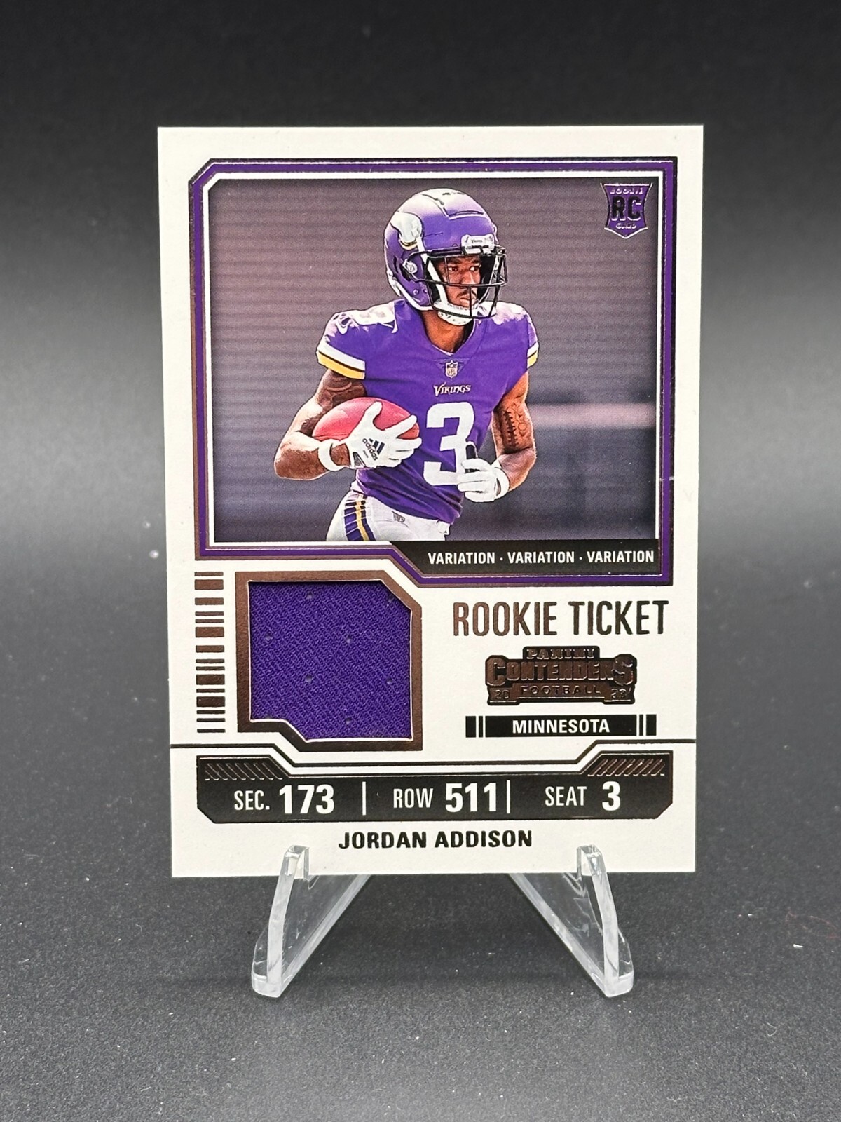 2023 Panini Contenders - Rookie Ticket Swatches Jordan Addison #TS20V (MEM, RC)