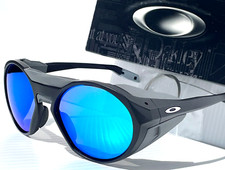 Oakley CLIFDEN Matte Black Round POLARIZED Galaxy Blue Mirror Sunglass 9440