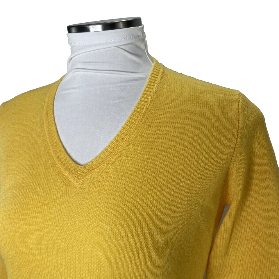 Suéter tejido cachemir de 2 capas amarillo cuello en V talla pequeña PECK & PECK para mujer Foto 2 de 4