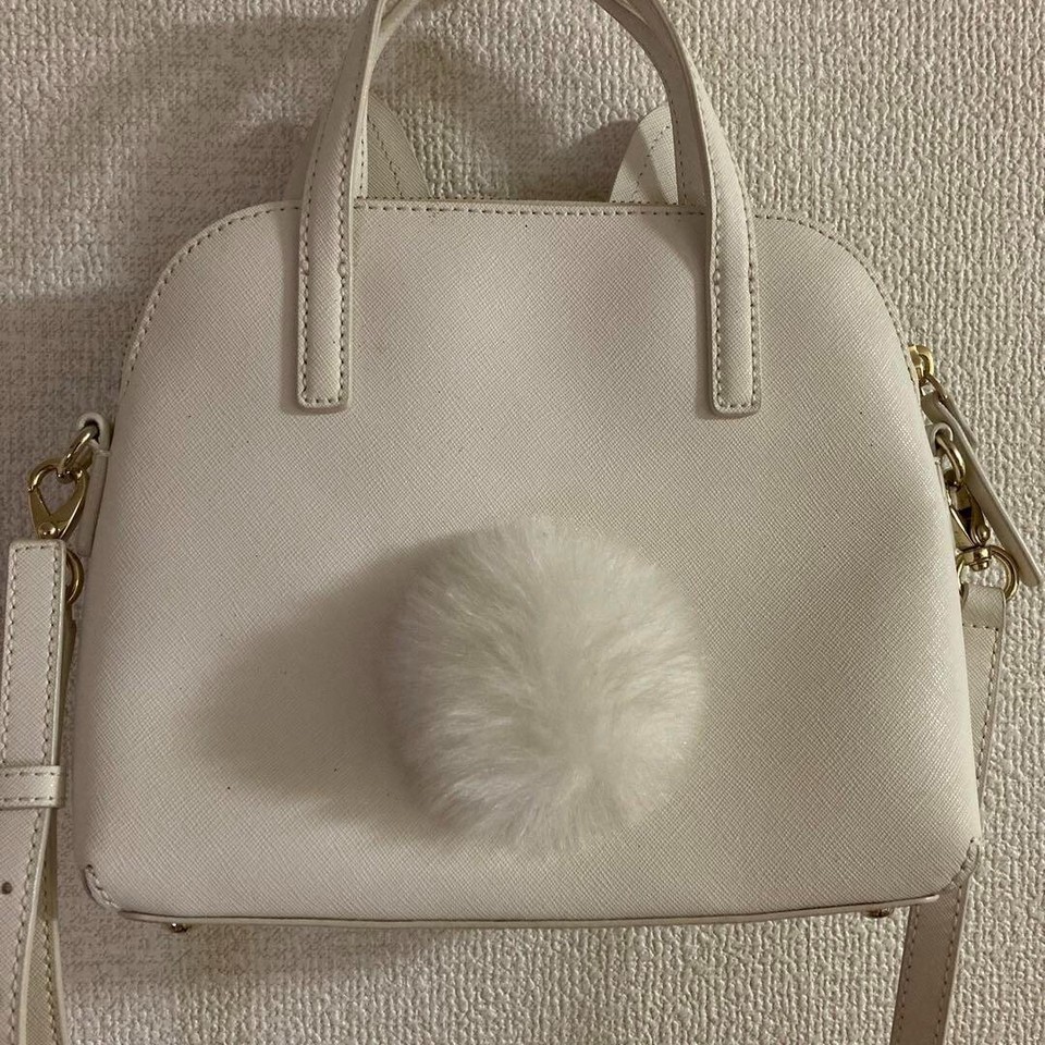 Kate Spade Make White Shoulder Bag Magic Rabbit Small Satchel USED VG