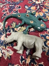 Lot Of 2 Gecko & Rhino Life-Like Creatures Autism Sensory Toy  Ja-Ru Stretch