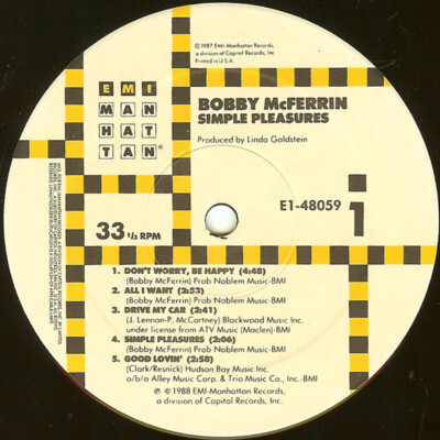 洋楽 SIMPLE PLEASURES / BOBBY McFERRIN LP Bobby McFerrin – Simple Pleasures – Vinyl (LP, Album), 1988