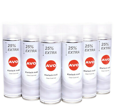 Klarlack matt Lackspray Sprühlack 6x500ml AVO Spraydose Autolack A08009