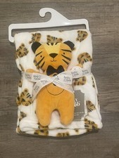 NEW Betty Bob White/Orange Lion Baby Blanket 30"x40"
