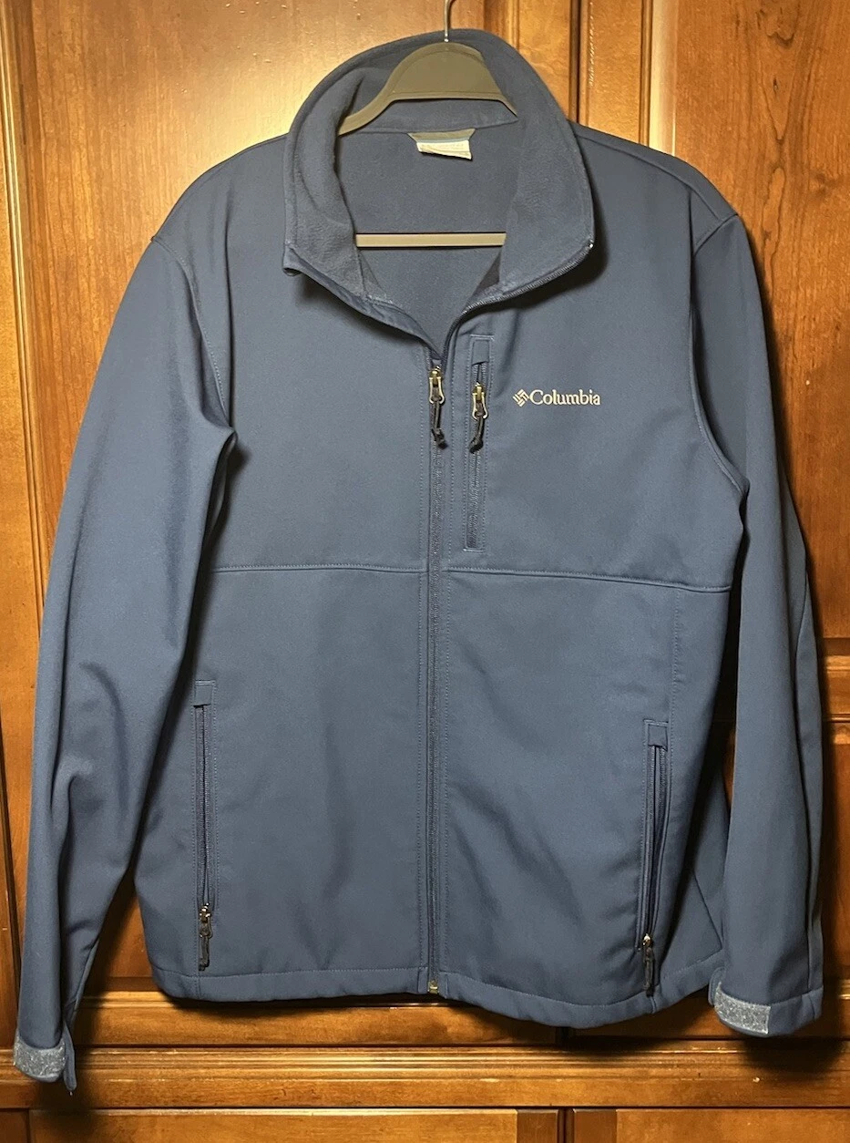 Columbia Ascender Softshell Jacket Mens L Collegiate Blue Wind Breaker Zip Up