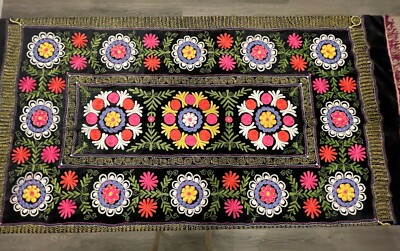 Suzani Wall/Furniture Decor. Vintage Uzbek Handmade Embroidery 80x51in.