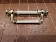 Vintage polished Brass And White Wash finish Drawer Pulls --Ajax