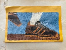 VTG Valiant Latch Hook Wool Rug Kit Sneakers Vintage 1970s Untouched 12  x 24  