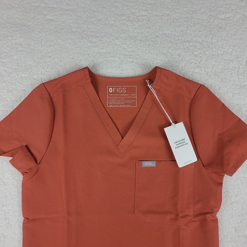 FIGS Catarina One Pocket Scrub Top Womens XXS Brown BR002 Short Sleeve NWT NEW - Picture 2 of 12