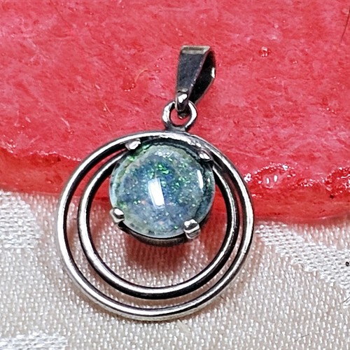 Opal Silber 835 Anhänger Jugendstil gepunzt 15 mm Durchmesser Opal 7 mm - Bild 12 von 14