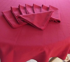 Cranberry Red Tablecloth 59" x 80" Oval 8 Napkins Contemporary Look Easy Care