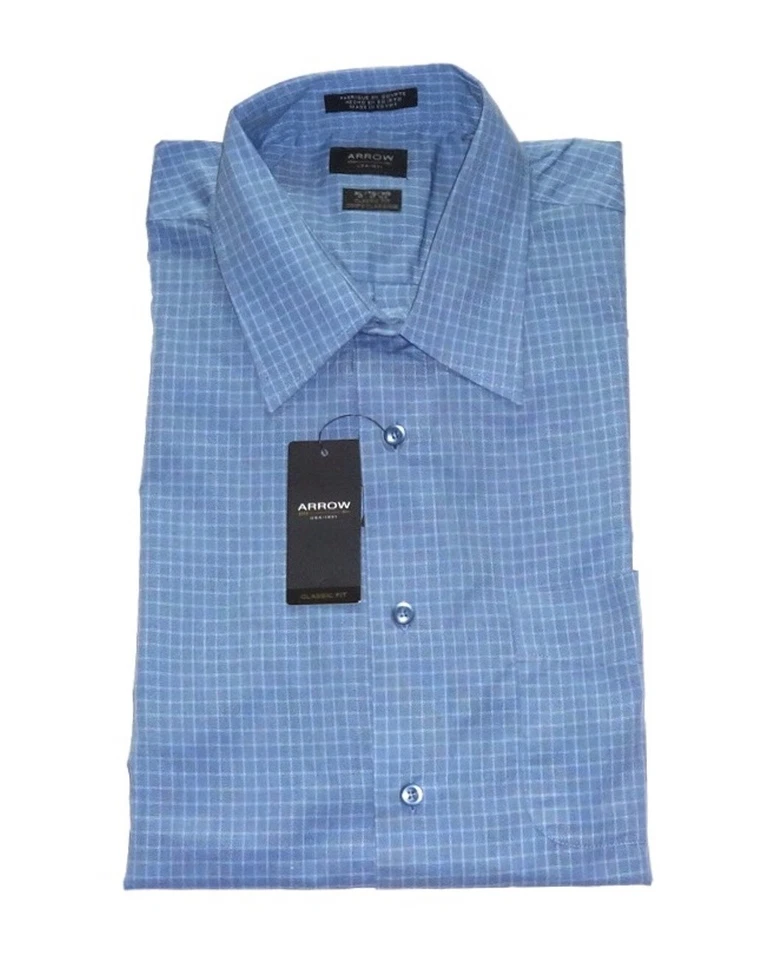 Nueva Camisa de Vestir Arrow Para Hombres Calce Clásico XL 17-17.7" Mangas Largas Azul Nueva con Etiquetas Foto 3 de 3