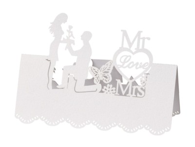 20 Stk Tischkarten WEISS Platzkarten Namensschilder Hochzeit MR & MRS nr84