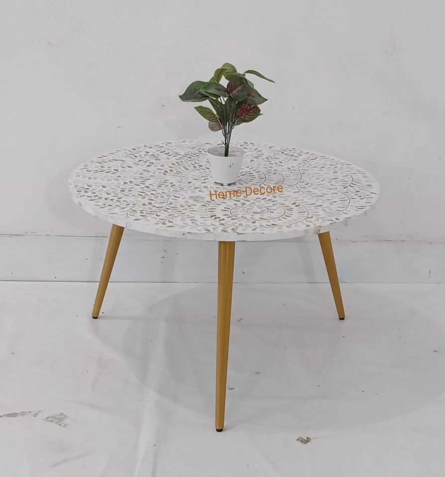 handmade mother of pearl inlay coffee table, center table, bone inlay furniture - Image 4 of 4