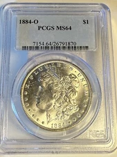 1884 O Morgan Dollar certified MS 64 by PCGS!