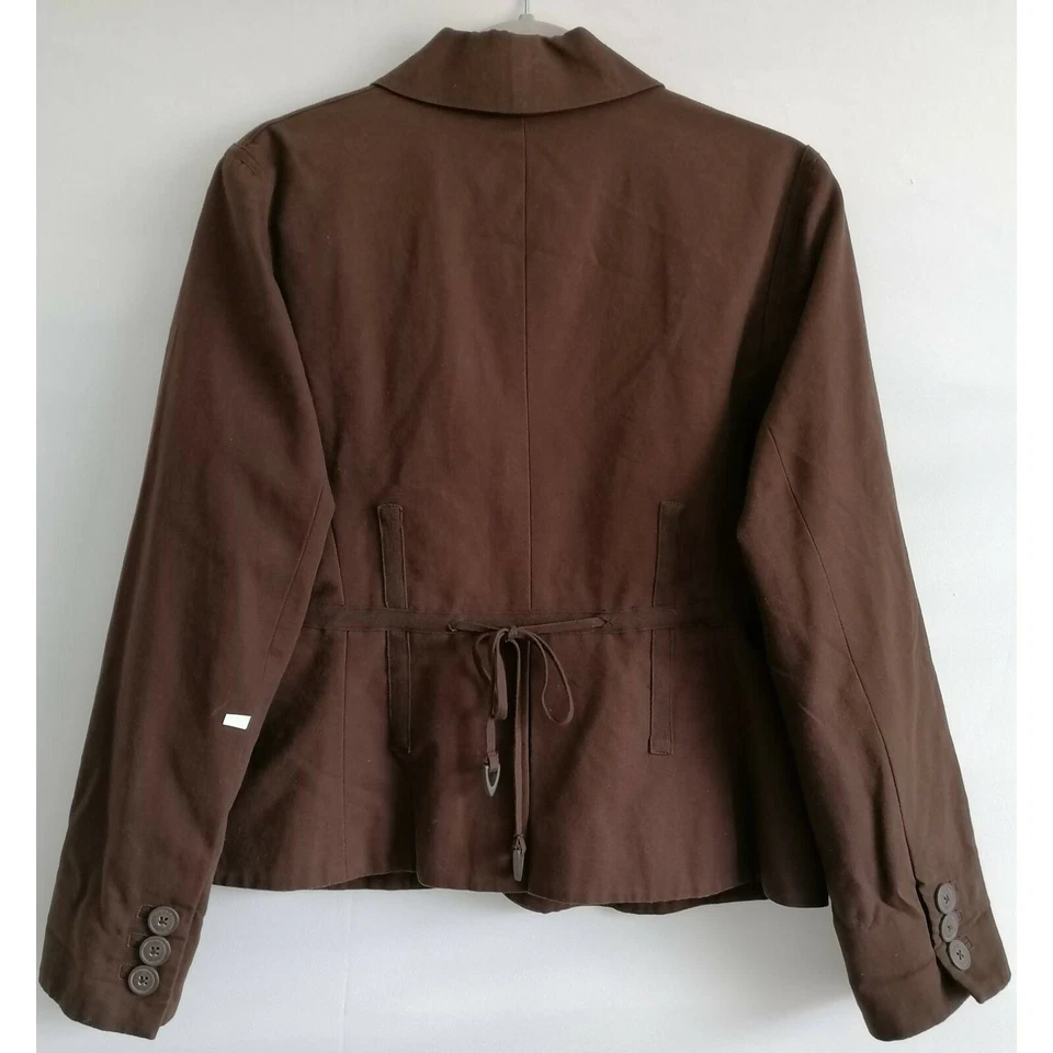 Traje Chaqueta Cabi Mujer Marrón Bolsillos Forrados Botón Corbata Espalda Corta 100% Algodón 8 Foto 2 de 4