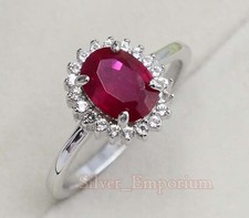 6x8 mm Natural Ruby Gemstone 925 Sterling Silver July Birthstone Engagement Ring