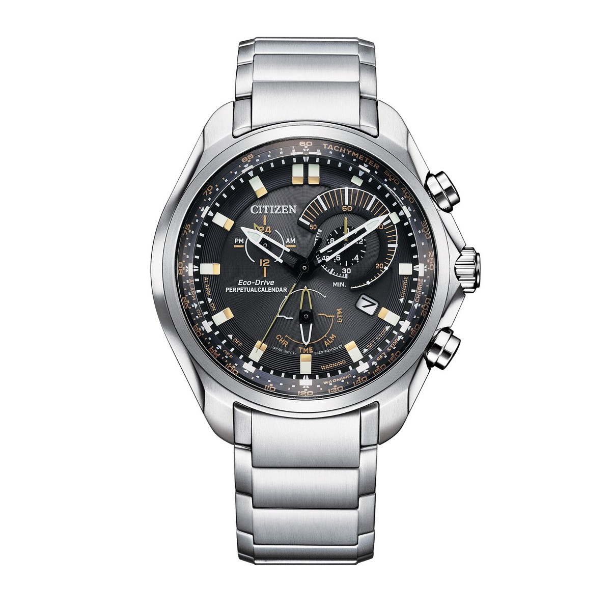 Citizen Men's Sport Chronograph Calendar Eco Drive Silver Watch 43