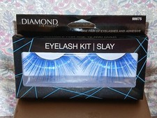 Eyelashes Metalic BLUE Adhesive Included Eye Lash Lashes Costume Wear