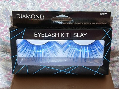 Eyelashes ~ Metalic  BLUE~ Adhesive Included ~ Eye Lash Lashes ~ Costume Wear