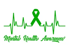 Mental Health Awareness Heartbeat Green Ribbon Decal Sticker Support Car Tumbler
