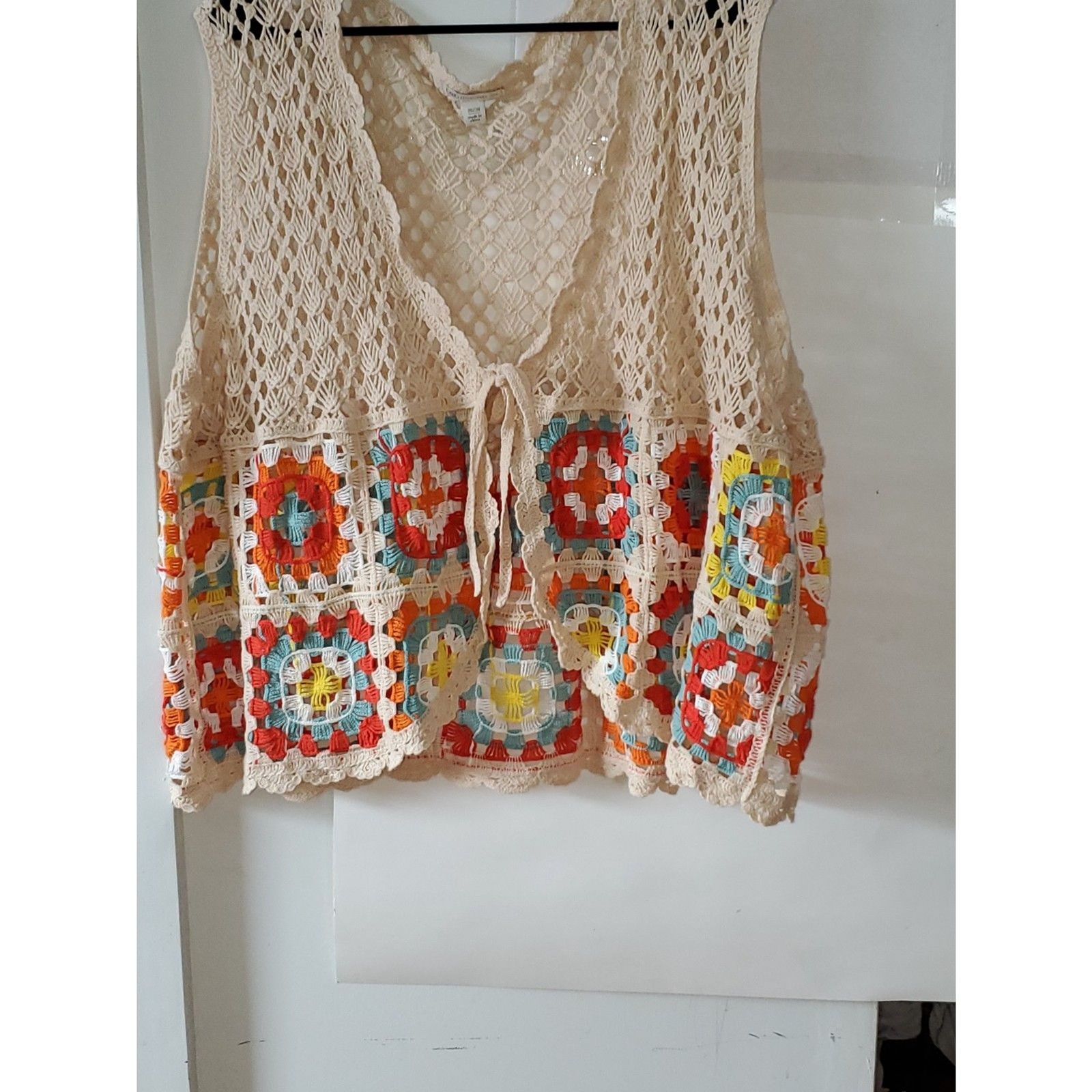 Cato Women's Plus Sized Granny Square Crocheted Vest Cottage Core Hippie 26/28 eBay