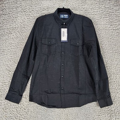 Indigo Star Shirt Mens Small Black Life Long Sleeve Roll Tab Button Up *NWT*