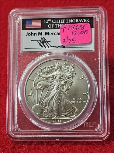 2011-W American Silver Eagle ASE DOLLAR  PCGS SP 70 BURNISHED MERCANTI #T1468