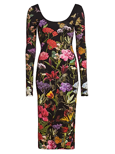 delora velvet midi dress Alice + Olivia Delora Floral-Print Velvet Midi Dress - Multicoloured 1 - 60% Off