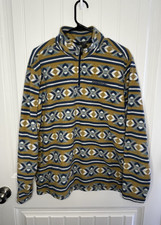 Eddie Bauer Fleece Pullover Mens Large Aztec Tribal Quarter Zip Jacket Outdoor
