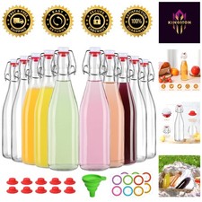 Elegant 16 oz Dishwasher Safe Glass Bottles   10 Pack with Airtight Lids
