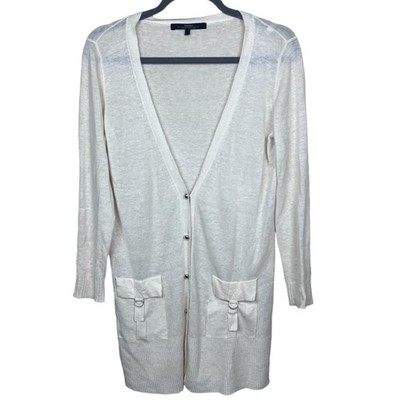 MaxMara Weekend Button Front Cardigan Sweater M Ivory Lightweight Knit Women s 